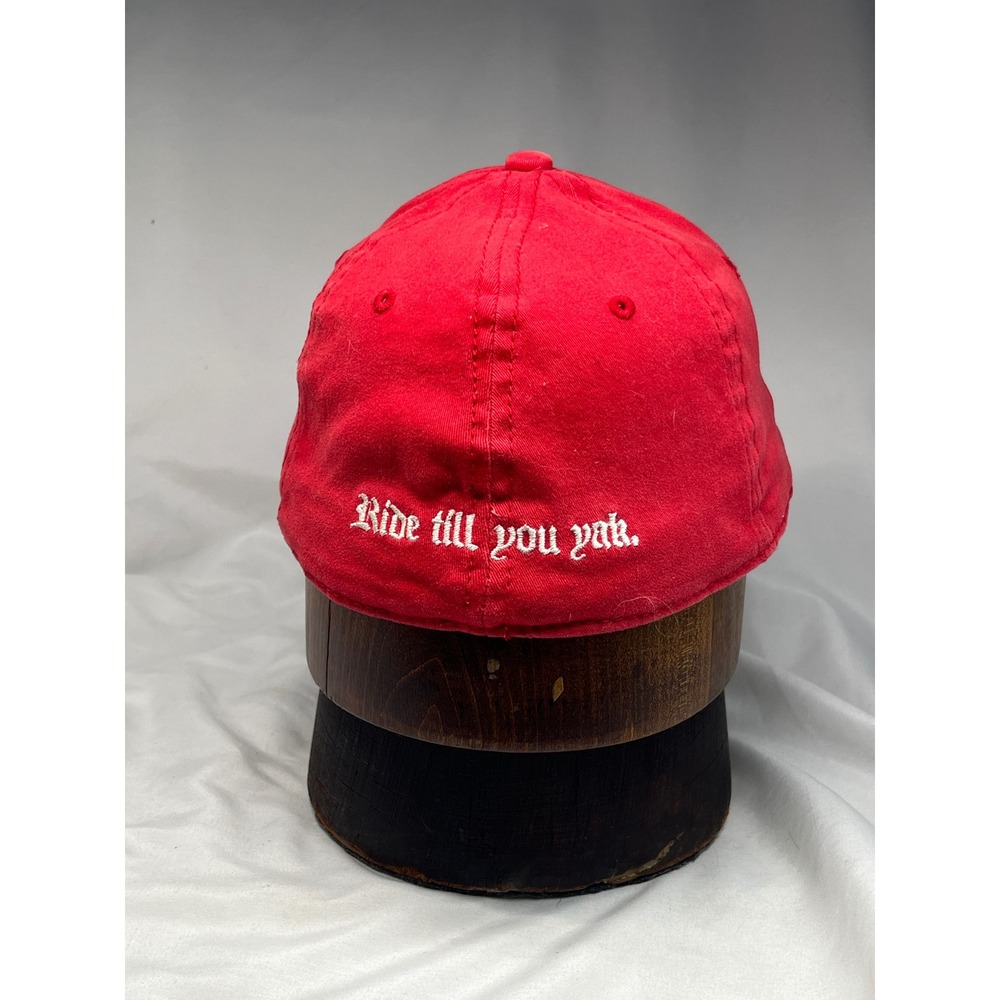 Vintage Yakima Ride Till You Yak Red Otto Flex Baseball Cap Hat Mens L/XL - Picture 4 of 8